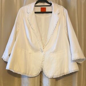 ModCloth White Blazer with Ruffle Detail, 1X